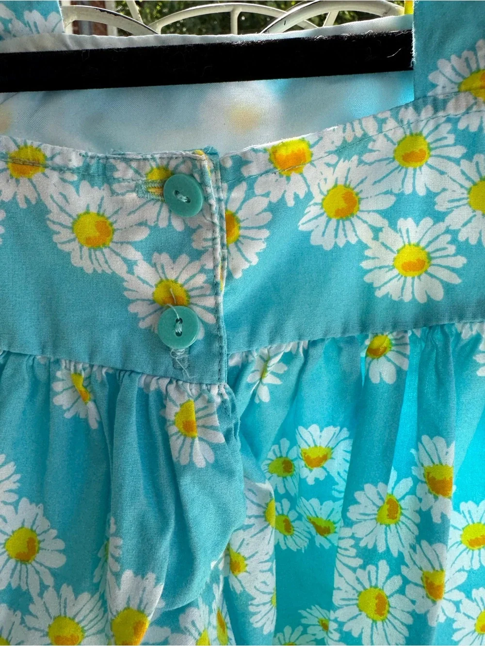 Nannette Baby Turquoise Daisy Sundress with Yellow Bow. Size 0-3 Mo.